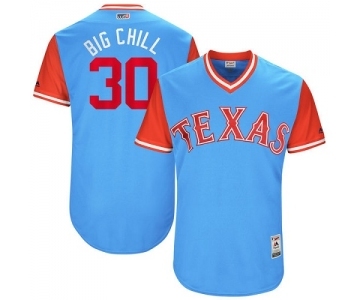 Men's Majestic Texas Rangers #30 Nomar Mazara Big Chill  Authentic Light Blue 2017 Players Weekend MLB Jersey