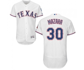 Men's Majestic Texas Rangers #30 Nomar Mazara White Home Flex Base Authentic Collection MLB Jersey