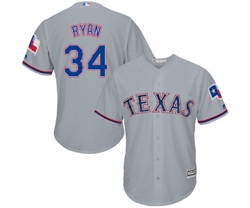 Men's Majestic Texas Rangers #34 Nolan Ryan Replica Grey Road Cool Base MLB Jersey