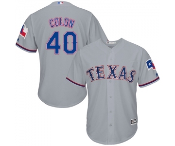 Men's Majestic Texas Rangers #40 Bartolo Colon Replica Grey Road Cool Base MLB Jersey