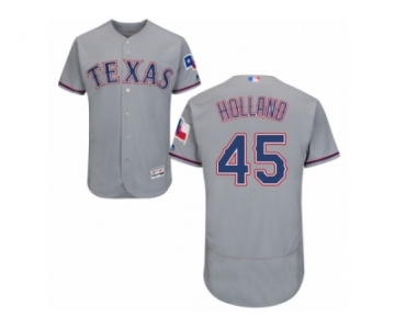 Men's Majestic Texas Rangers #45 Derek Holland Grey Flexbase Authentic Collection MLB Jersey