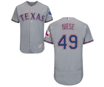 Men's Majestic Texas Rangers #49 Jon Niese Grey Road Flex Base Authentic Collection MLB Jersey