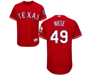 Men's Majestic Texas Rangers #49 Jon Niese Red Alternate Flex Base Authentic Collection MLB Jersey