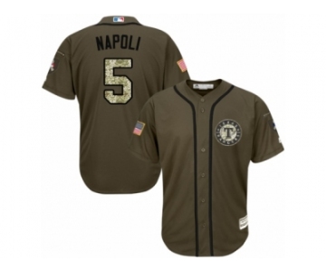 Men's Majestic Texas Rangers #5 Mike Napoli Authentic Green Salute to Service MLB Jersey