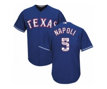 Men's Majestic Texas Rangers #5 Mike Napoli Authentic Royal Blue Team Logo Fashion Cool Base MLB Jersey