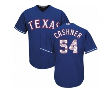 Men's Majestic Texas Rangers #54 Andrew Cashner Authentic Royal Blue Team Logo Fashion Cool Base MLB Jersey