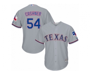 Men's Majestic Texas Rangers #54 Andrew Cashner Replica Grey Road Cool Base MLB Jersey