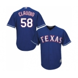 Men's Majestic Texas Rangers #58 Alex Claudio Replica Royal Blue Alternate 2 Cool Base MLB Jersey