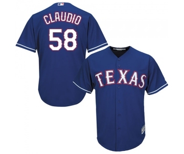 Men's Majestic Texas Rangers #58 Alex Claudio Replica Royal Blue Alternate 2 Cool Base MLB Jersey