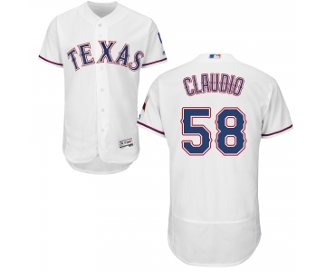 Men's Majestic Texas Rangers #58 Alex Claudio White Home Flex Base Authentic Collection MLB Jersey