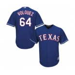 Men's Majestic Texas Rangers #64 Edinson Volquez Replica Royal Blue Alternate 2 Cool Base MLB Jersey