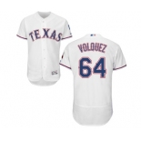 Men's Majestic Texas Rangers #64 Edinson Volquez White Home Flex Base Authentic Collection MLB Jersey