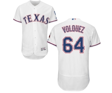 Men's Majestic Texas Rangers #64 Edinson Volquez White Home Flex Base Authentic Collection MLB Jersey