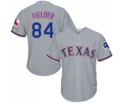 Men's Majestic Texas Rangers #84 Prince Fielder Replica Grey Road Cool Base MLB Jersey