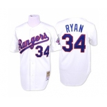 Men's Mitchell and Ness Texas Rangers #34 Nolan Ryan Authentic White Throwback MLB Jersey