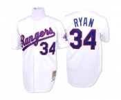 Men's Mitchell and Ness Texas Rangers #34 Nolan Ryan Authentic White Throwback MLB Jersey