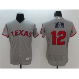 Men's Texas Rangers #12 Rougned Odor Gray Stars & Stripes 2016 Independence Day Flex Base Jersey