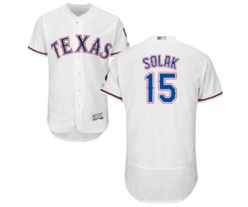 Men's Texas Rangers #15 Nick Solak White Home Flex Base Authentic Collection Baseball Player Jersey