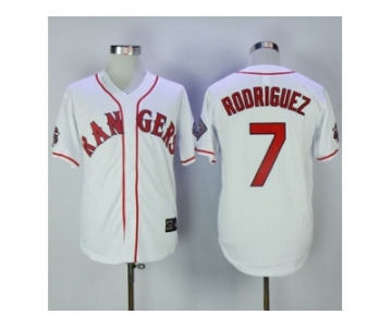 Texas Rangers #7 Ivan Rodriguez White Throwback Stitched MLB Jersey