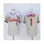 Men St. Louis Cardinals #1 Ozzie Smith Majestic Grey Flexbase Authentic Cooperstown Collection Player Jersey