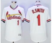 Men St. Louis Cardinals #1 Ozzie Smith Majestic White Flexbase Authentic Cooperstown Collection Player Jersey