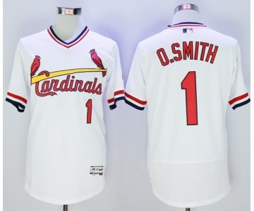 Men St. Louis Cardinals #1 Ozzie Smith Majestic White Flexbase Authentic Cooperstown Collection Player Jersey