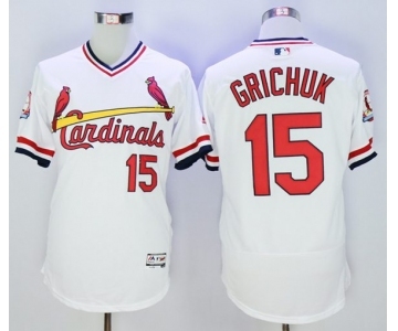 Men St. Louis Cardinals #15 Randal Grichuk Majestic White Flexbase Authentic Cooperstown Collection Player Jersey