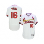 Men St. Louis Cardinals #16 kolten wong Majestic White Flexbase Authentic Cooperstown Collection Player Jersey