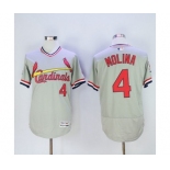 Men St. Louis Cardinals #4 Yadier Molina Majestic Grey Flexbase Authentic Cooperstown Collection Player Jersey