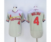 Men St. Louis Cardinals #4 Yadier Molina Majestic Grey Flexbase Authentic Cooperstown Collection Player Jersey