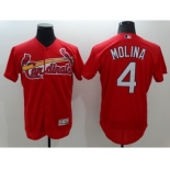 Men St. Louis Cardinals #4 Yadier Molina Majestic Red Flexbase Authentic Collection Player Jersey