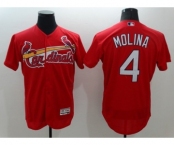 Men St. Louis Cardinals #4 Yadier Molina Majestic Red Flexbase Authentic Collection Player Jersey