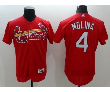 Men St. Louis Cardinals #4 Yadier Molina Majestic Red Flexbase Authentic Collection Player Jersey