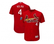 Men St. Louis Cardinals #4 Yadier Molina Majestic Scarlet 2018 Spring Training Flex Base Player Jersey