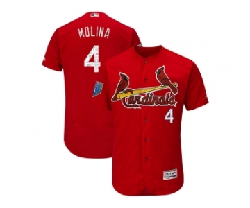 Men St. Louis Cardinals #4 Yadier Molina Majestic Scarlet 2018 Spring Training Flex Base Player Jersey