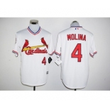 Men St. Louis Cardinals #4 Yadier Molina Majestic White Cool Base Cooperstown Player Jersey