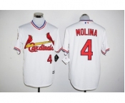 Men St. Louis Cardinals #4 Yadier Molina Majestic White Cool Base Cooperstown Player Jersey