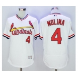 Men St. Louis Cardinals #4 Yadier Molina Majestic White Flexbase Authentic Cooperstown Collection Player Jersey