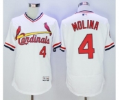 Men St. Louis Cardinals #4 Yadier Molina Majestic White Flexbase Authentic Cooperstown Collection Player Jersey