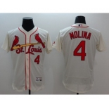 Men St. Louis Cardinals #4 Yadier Molina Majestic cream Flexbase Authentic Collection Player Jersey