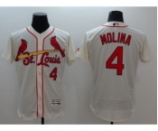 Men St. Louis Cardinals #4 Yadier Molina Majestic cream Flexbase Authentic Collection Player Jersey