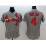 Men St. Louis Cardinals #4 Yadier Molina Majestic grey Flexbase Authentic Collection Player Jersey