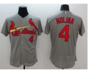 Men St. Louis Cardinals #4 Yadier Molina Majestic grey Flexbase Authentic Collection Player Jersey