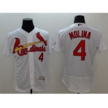 Men St. Louis Cardinals #4 Yadier Molina Majestic white Flexbase Authentic Collection Player Jersey