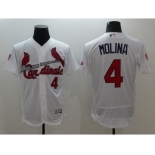 Men St. Louis Cardinals #4 Yadier Molina White Stars & Stripes 2016 Independence Day Flex Base Jersey