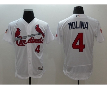 Men St. Louis Cardinals #4 Yadier Molina White Stars & Stripes 2016 Independence Day Flex Base Jersey