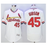 Men St. Louis Cardinals #45 Bob Gibson Majestic White Flexbase Authentic Cooperstown Collection Player Jersey