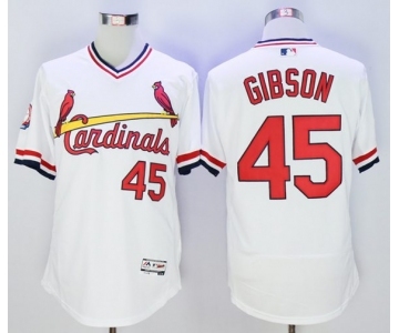 Men St. Louis Cardinals #45 Bob Gibson Majestic White Flexbase Authentic Cooperstown Collection Player Jersey