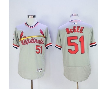 Men St. Louis Cardinals #51 Willie McGee Majestic Grey Flexbase Authentic Cooperstown Collection Player Jersey