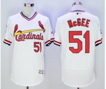 Men St. Louis Cardinals #51 Willie McGee Majestic White Flexbase Authentic Cooperstown Collection Player Jersey